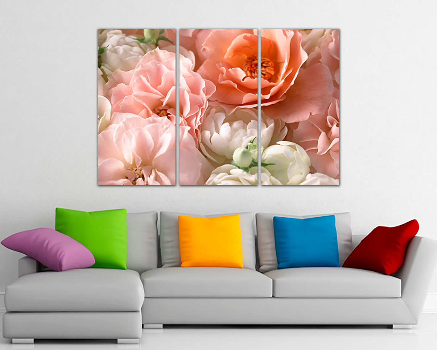 Peony canvas Red Rose wall art Pink Flowers prints Botanical decor Floral gift for woman