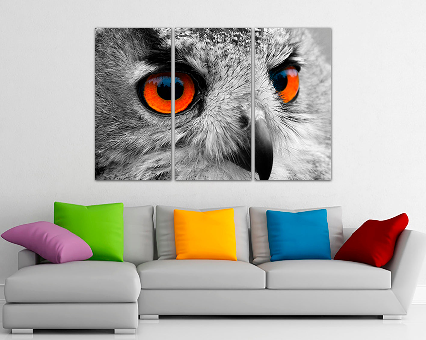 Owl eyes print Animals decor Home canvas Gift bird art