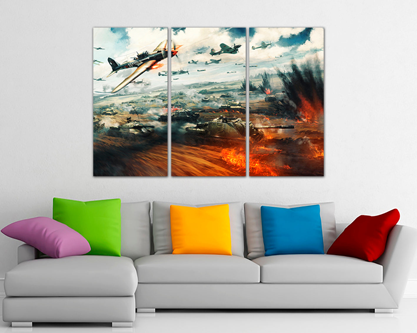 Battle print on canvas War plane Tank decor Nursery art Kids War aircraft