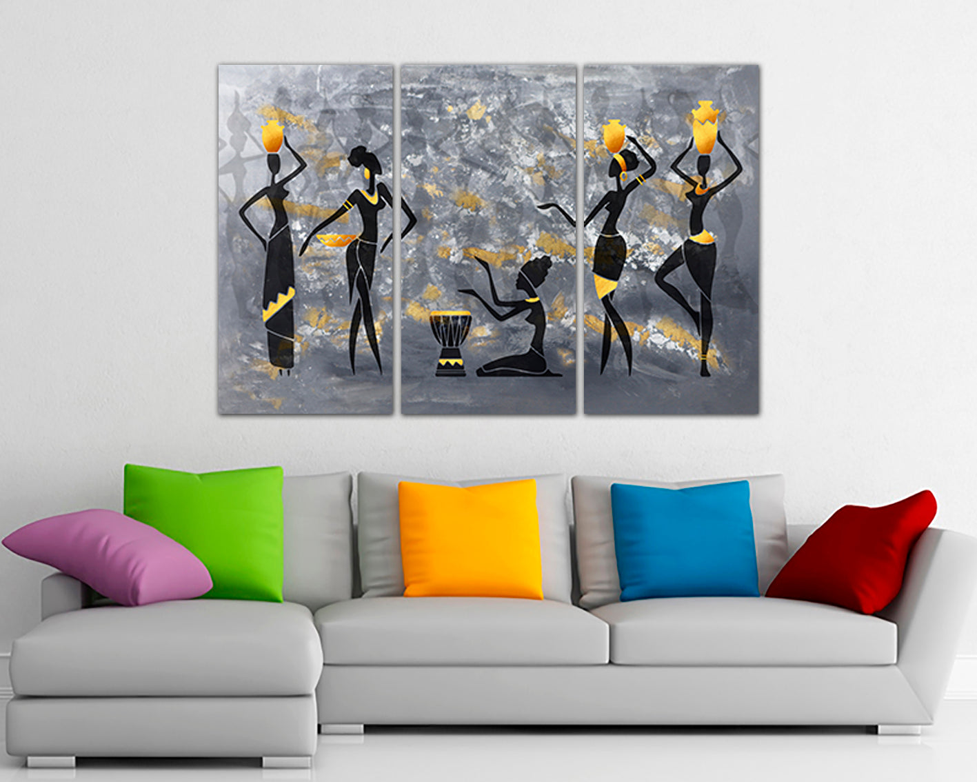 African dancing girl decor Black woman canvas Africa wall art works Ethnic print