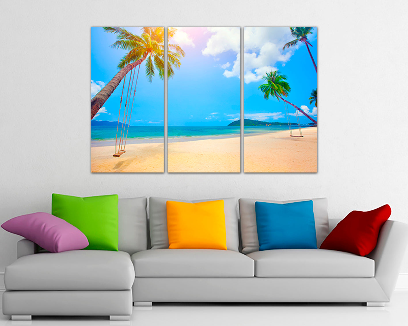 Ocean canvas Beach wall art Palm trees print Nature artwork Travel gift
