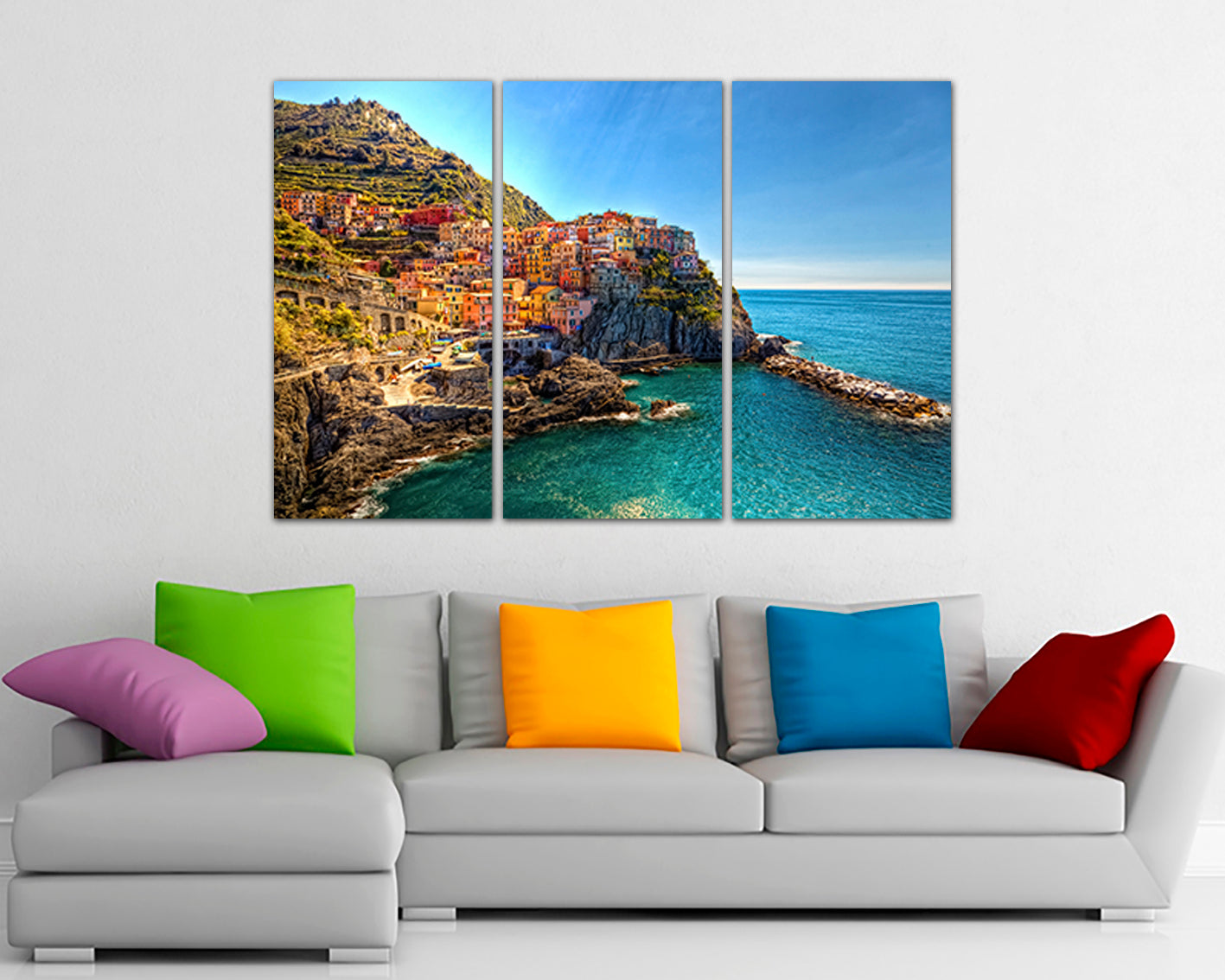 Coast Manarola canvas Italy wall art Cinque terre park Ocean travel print
