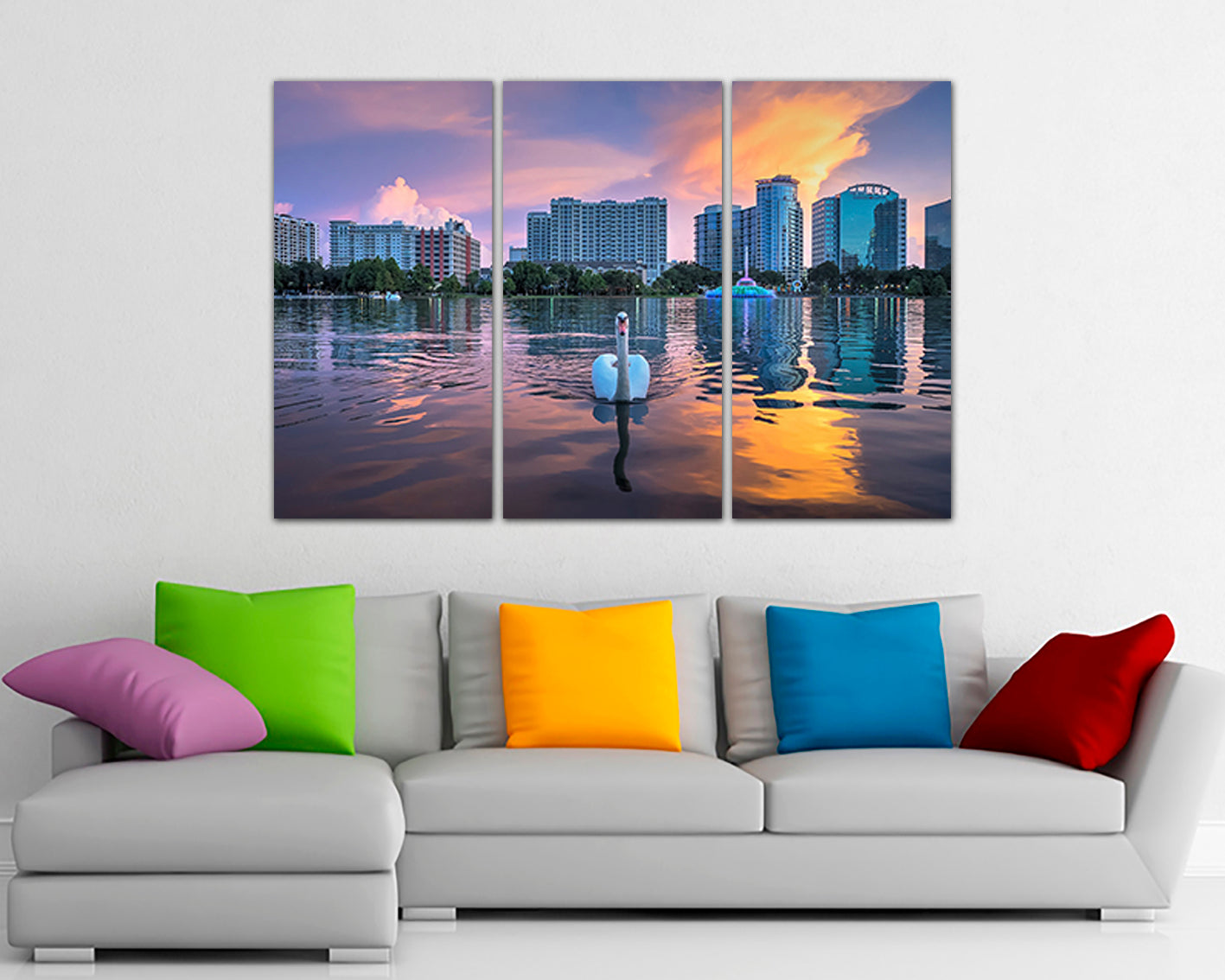Orlando City Lake Eola park canvas Florida décor Skyscraper wall art travel