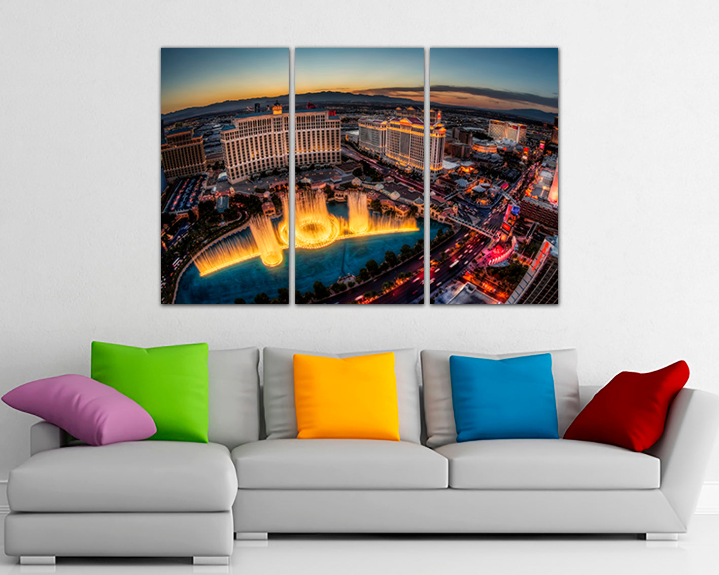 Las Vegas canvas Bellagio Fountain décor Skyscraper art Travel print