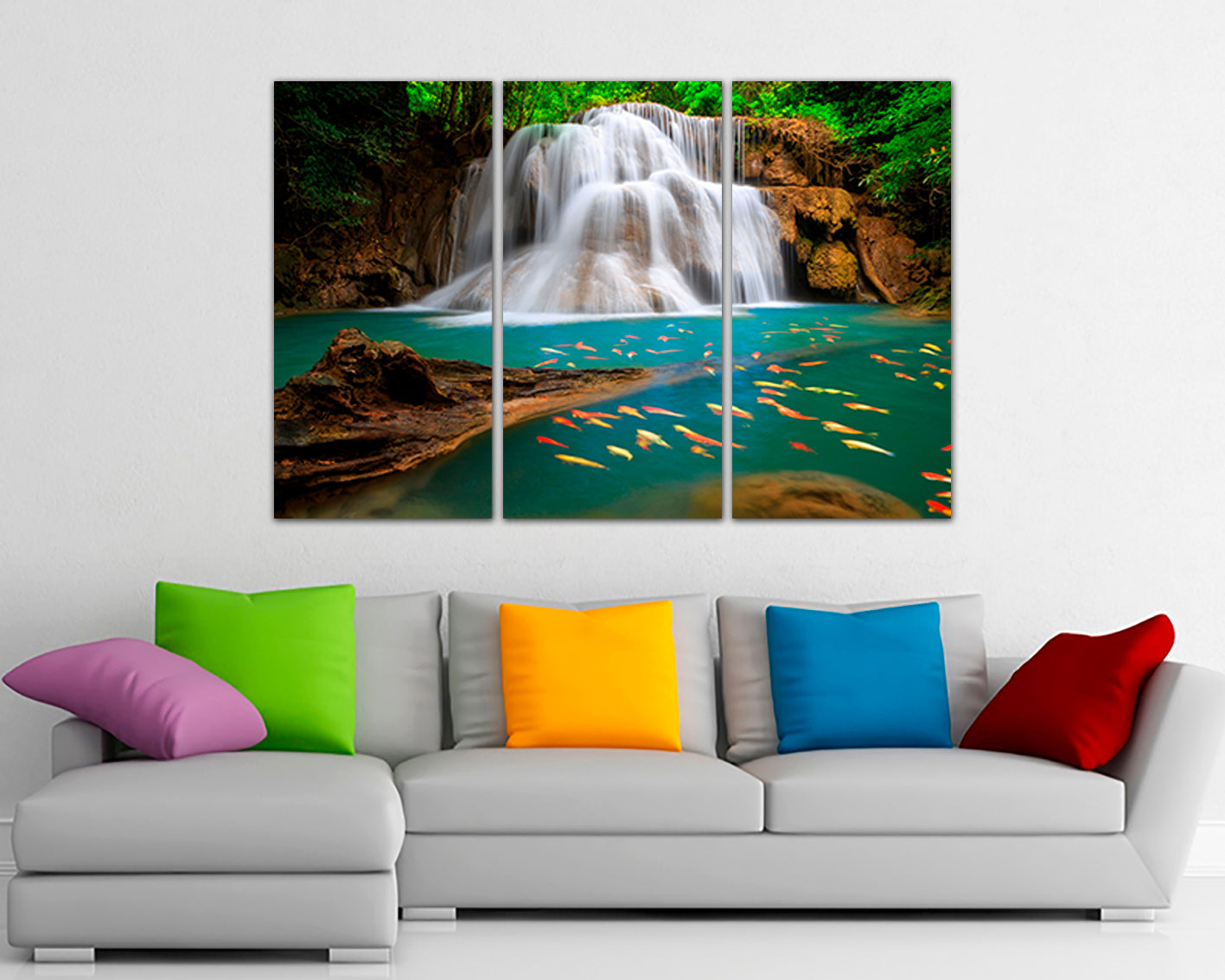 Yosemite fall Wall art canvas National park Waterfall print Lake home decor Fish art Nature picture