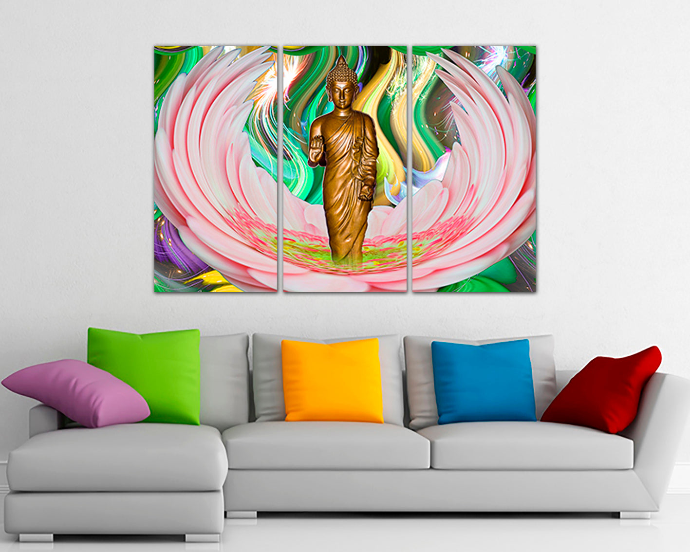 Buddha canvas Spiritual art Yoga Buddhism wall art Meditation decor Lotus flower print