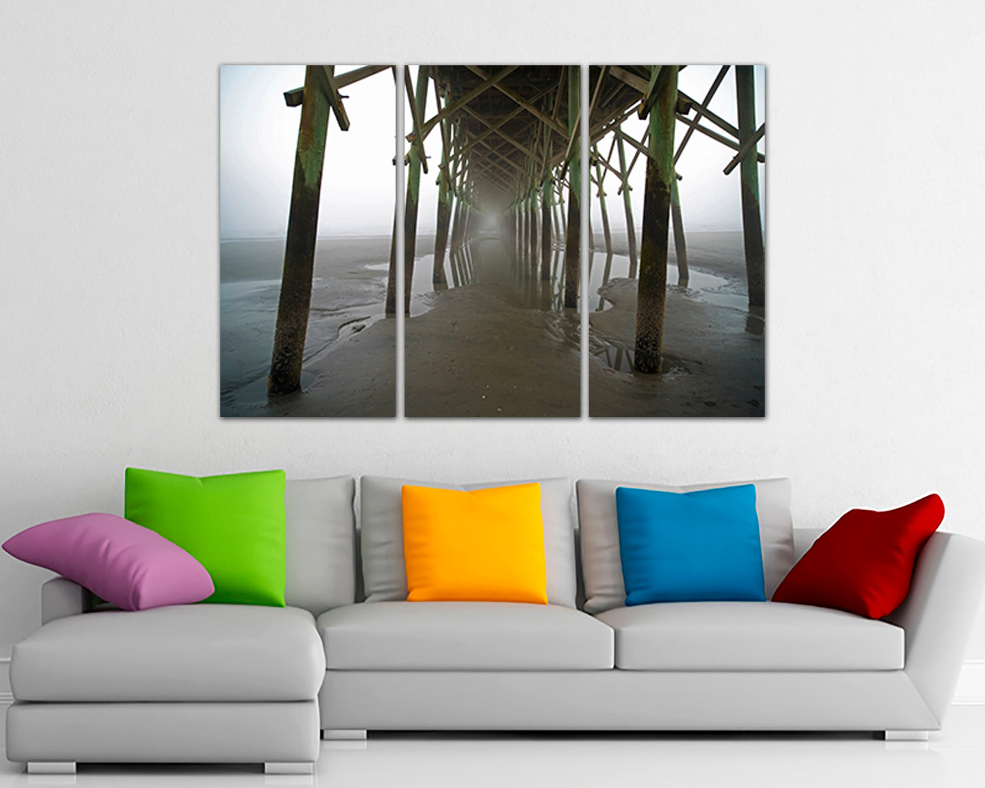 Under the pier Carolina beach canvas Ocean print nature décor Seascape