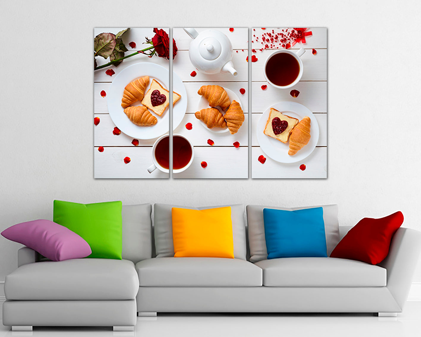 Coffee canvas Romantic breakfast décor Heart home art Love gift Valentine day