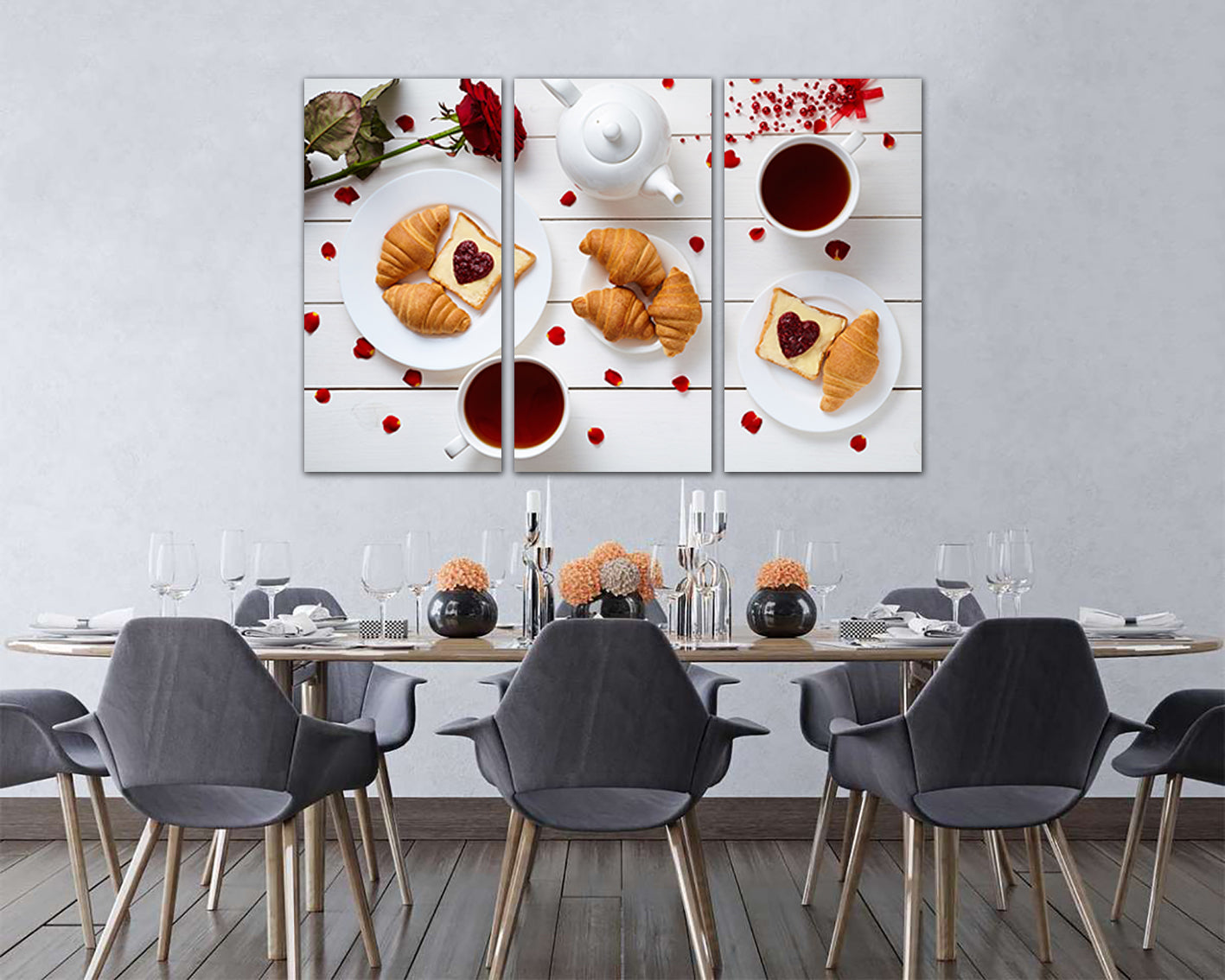 Coffee canvas Romantic breakfast décor Heart home art Love gift Valentine day
