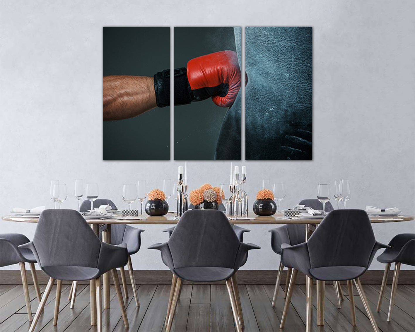 Boxing gloves canvas gallery wrap Sports décor Gym wall art Punching bag Kick in boxing