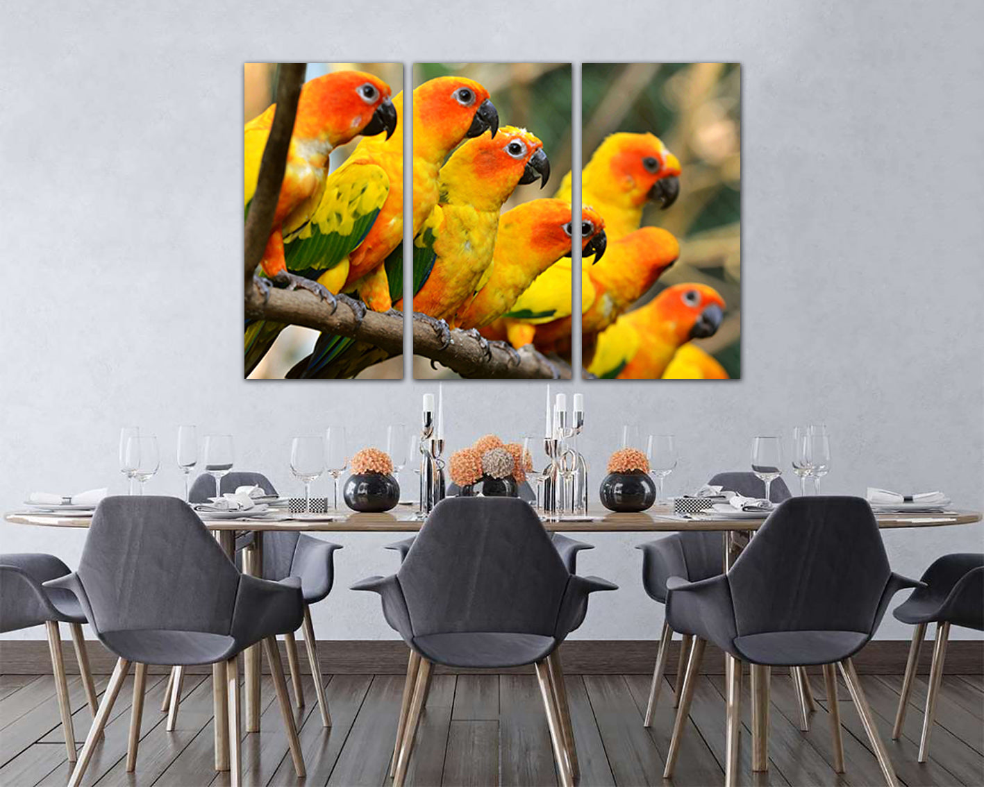 Parrot yellow canvas Cockatoo bird print Tropical animal art