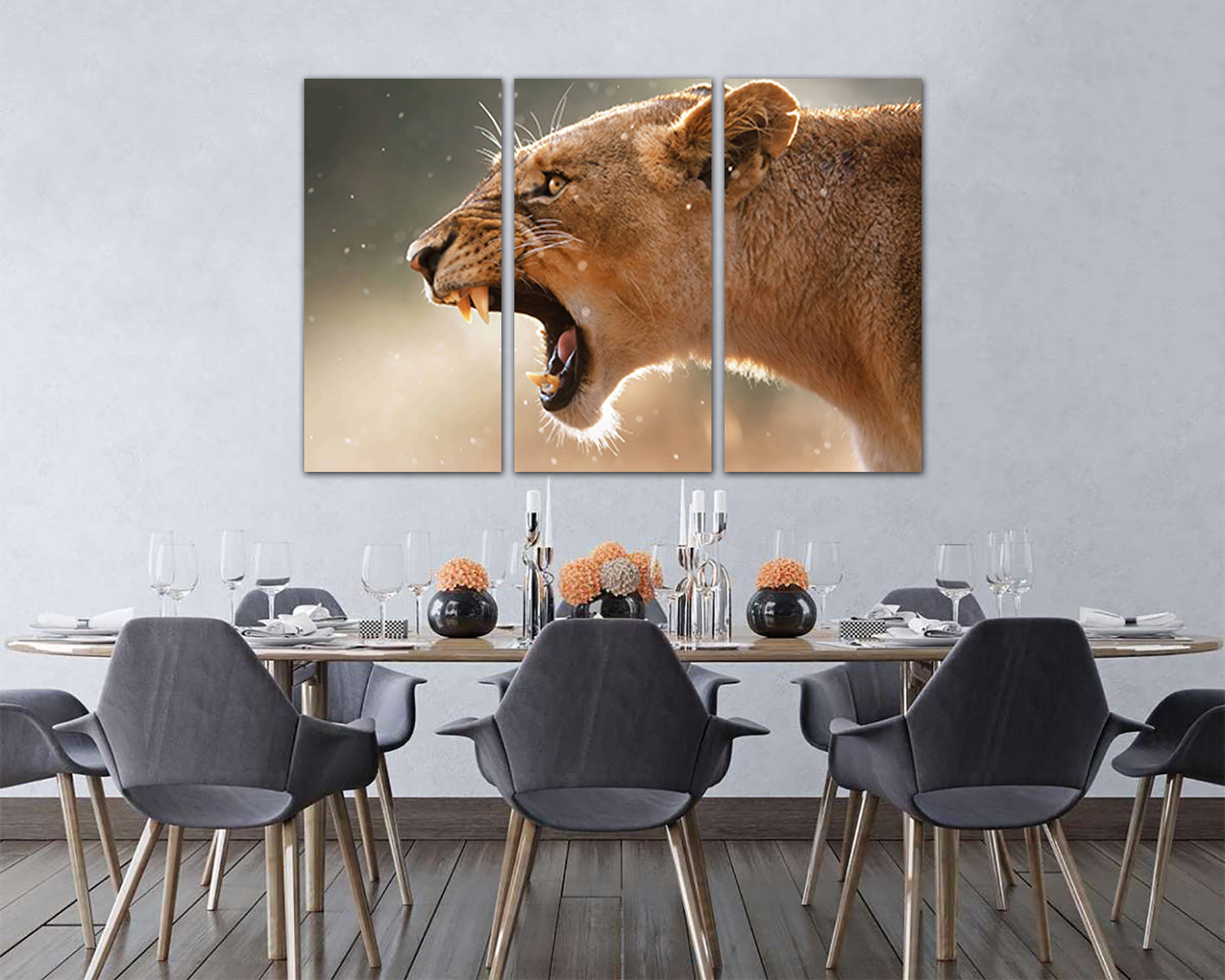 Lion print Wild cat canvas Wild life gift Ready to hang