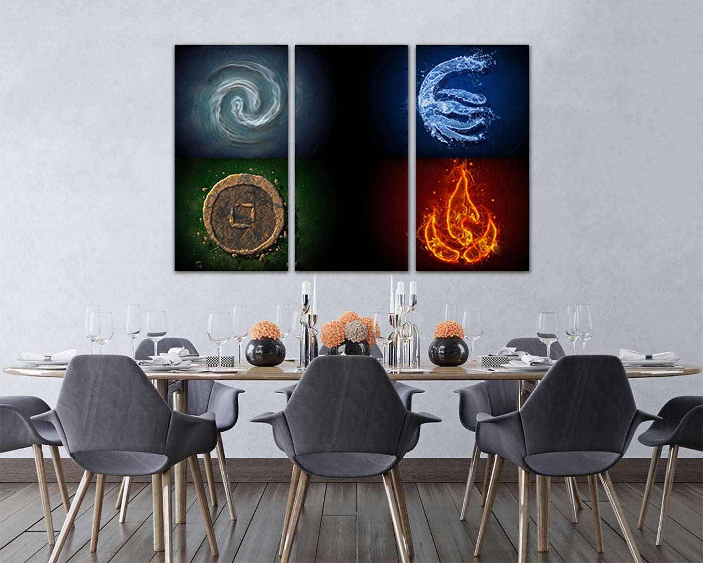 Fire air water earth Four element canvas prints Meditate Occult symbol decor