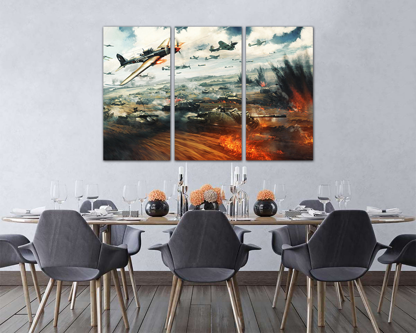 Battle print on canvas War plane Tank decor Nursery art Kids War aircraft