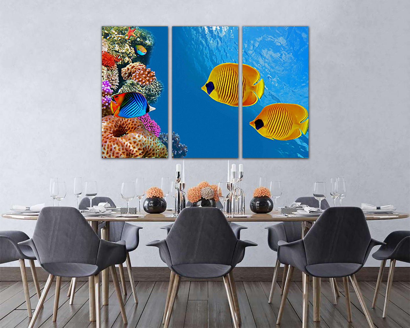 Fish print Fish canvas Fish decor Fish wall art Fish poster Ocean wall decor Sea canvas set Fishing gifts Diving Sea life Coral wall decor