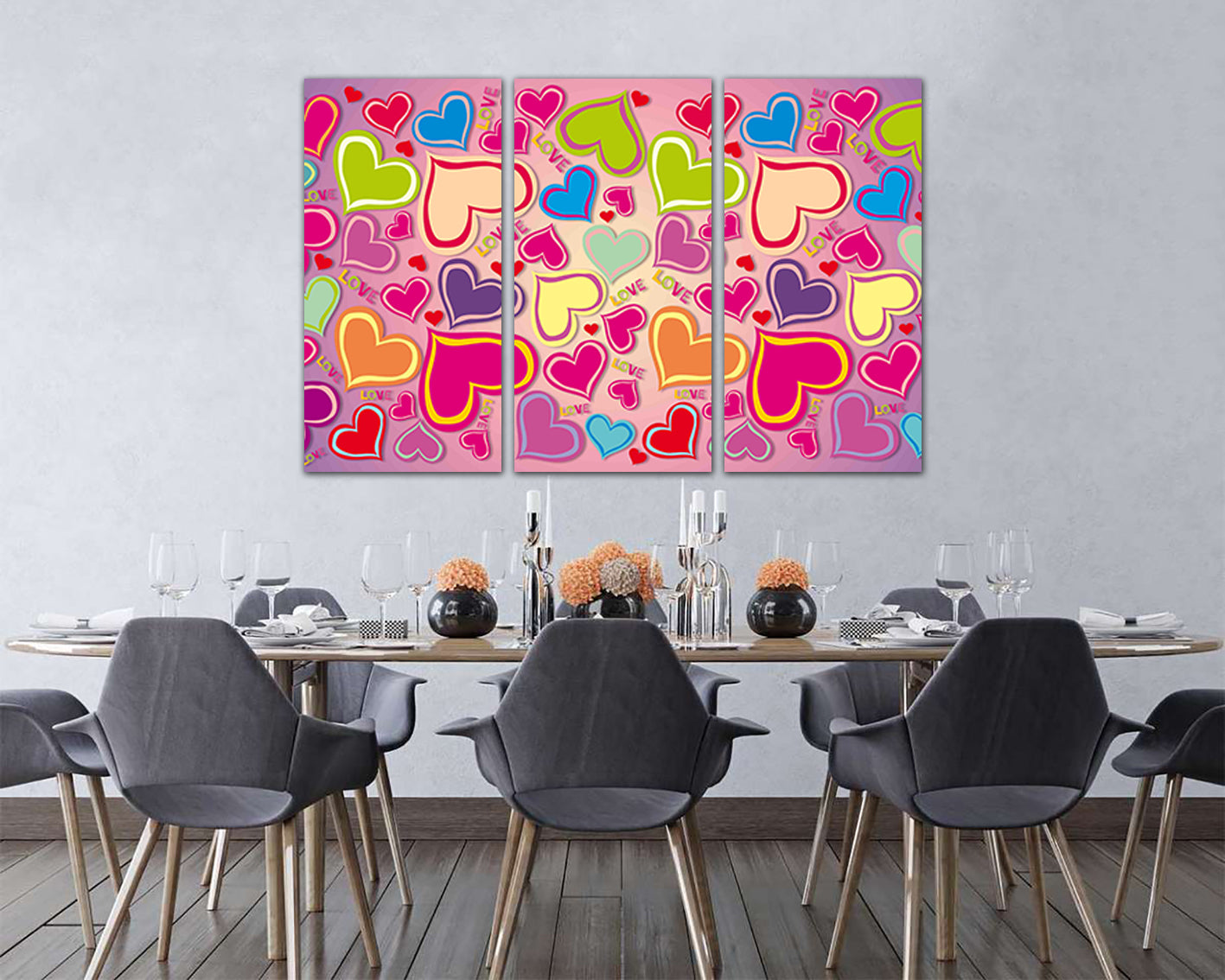 Love heart print on canvas Romantic décor art works