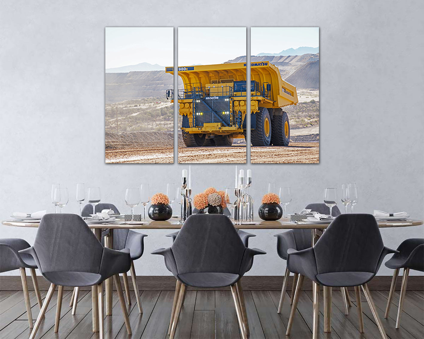 Large canvas set Dump truck canvas Mechanism decor Transport vehicles Truck gift