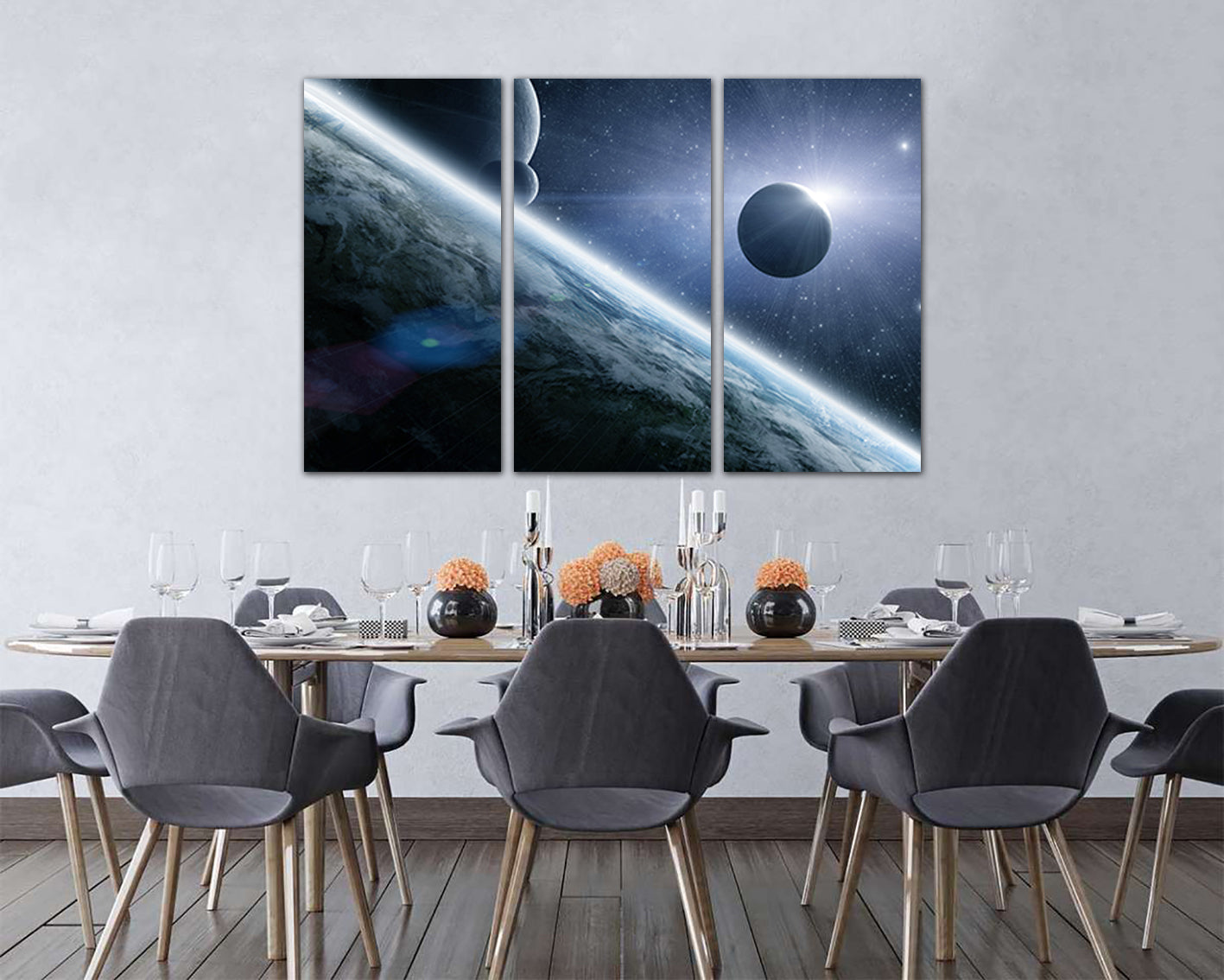 Space Planet canvas Nursery wall decor Art for kids room