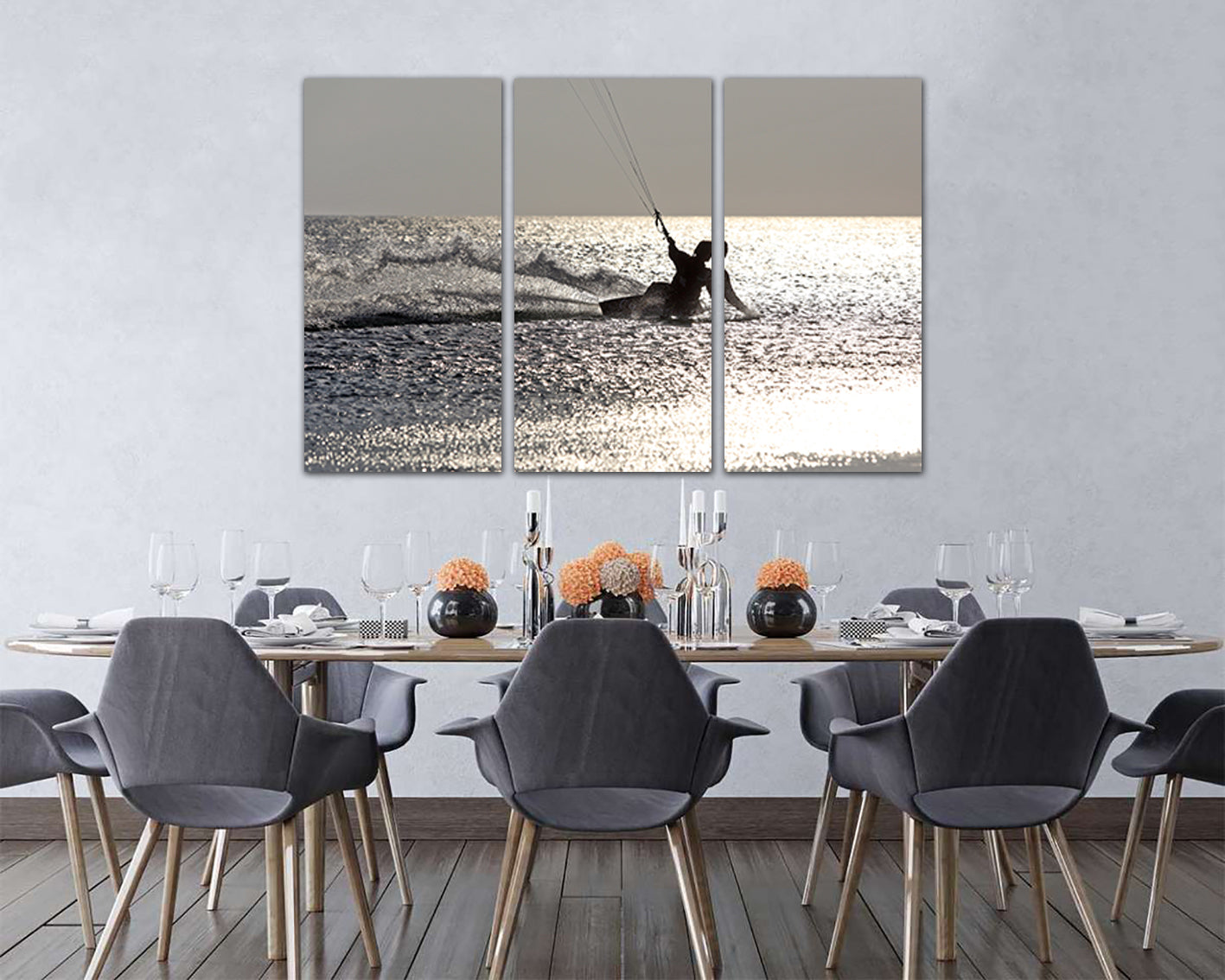 Power kite Surfboard print on canvas Surfing decor sport art Wave photo