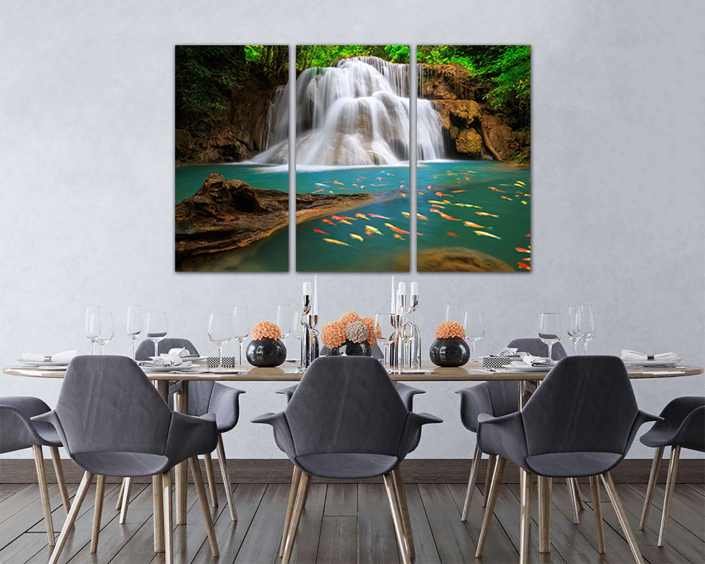 Yosemite fall Wall art canvas National park Waterfall print Lake home decor Fish art Nature picture