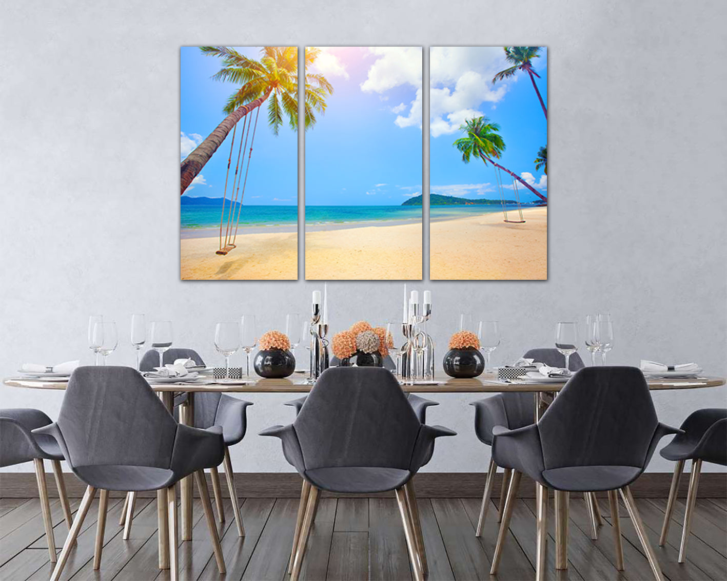 Ocean canvas Beach wall art Palm trees print Nature artwork Travel gift
