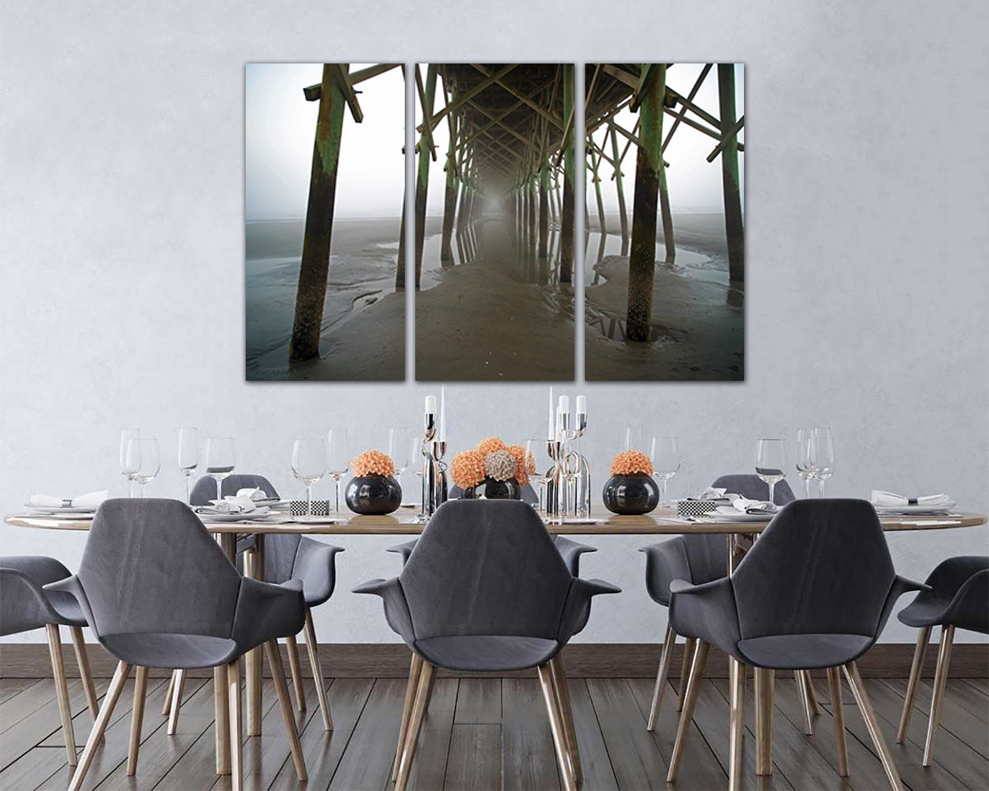 Under the pier Carolina beach canvas Ocean print nature décor Seascape