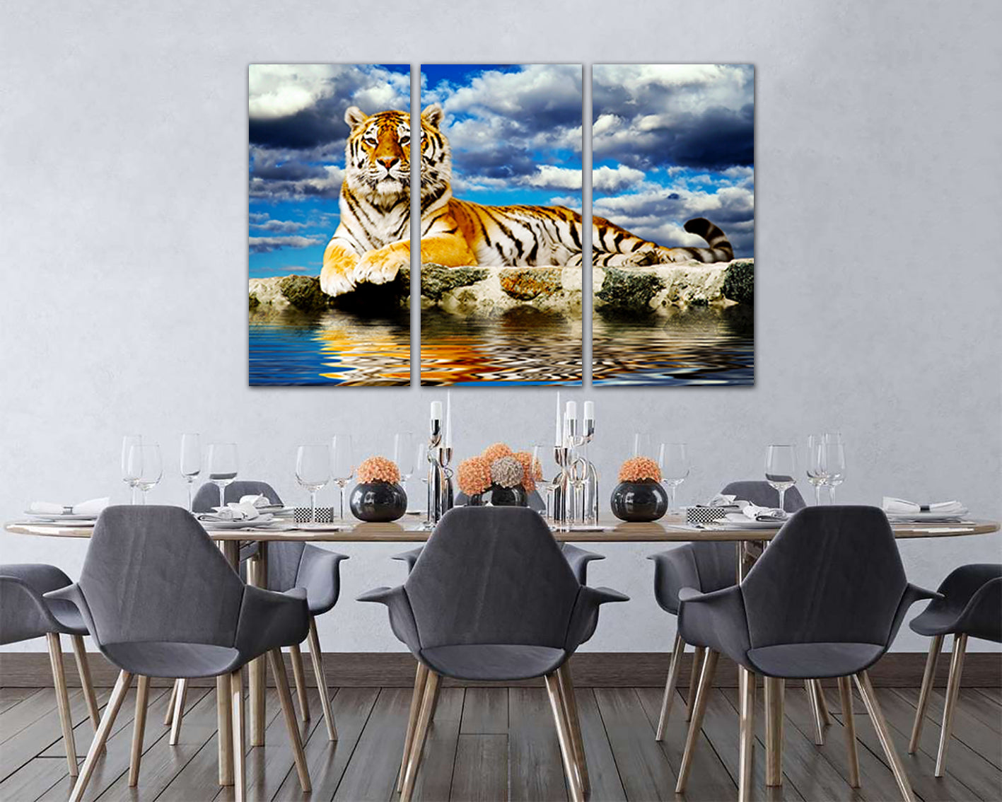 Tiger canvas set Animals decor Gift for his Wild life wall art Ready to hang