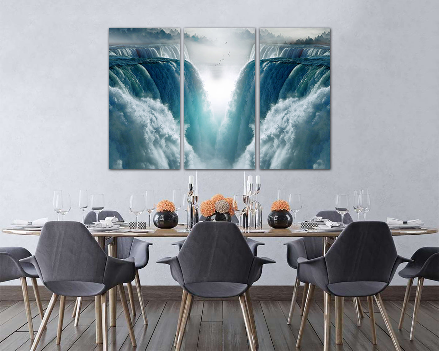 Waterfall canvas Fall Water wall decor Cascade print Aqua wall art Water poster Nature decor gift