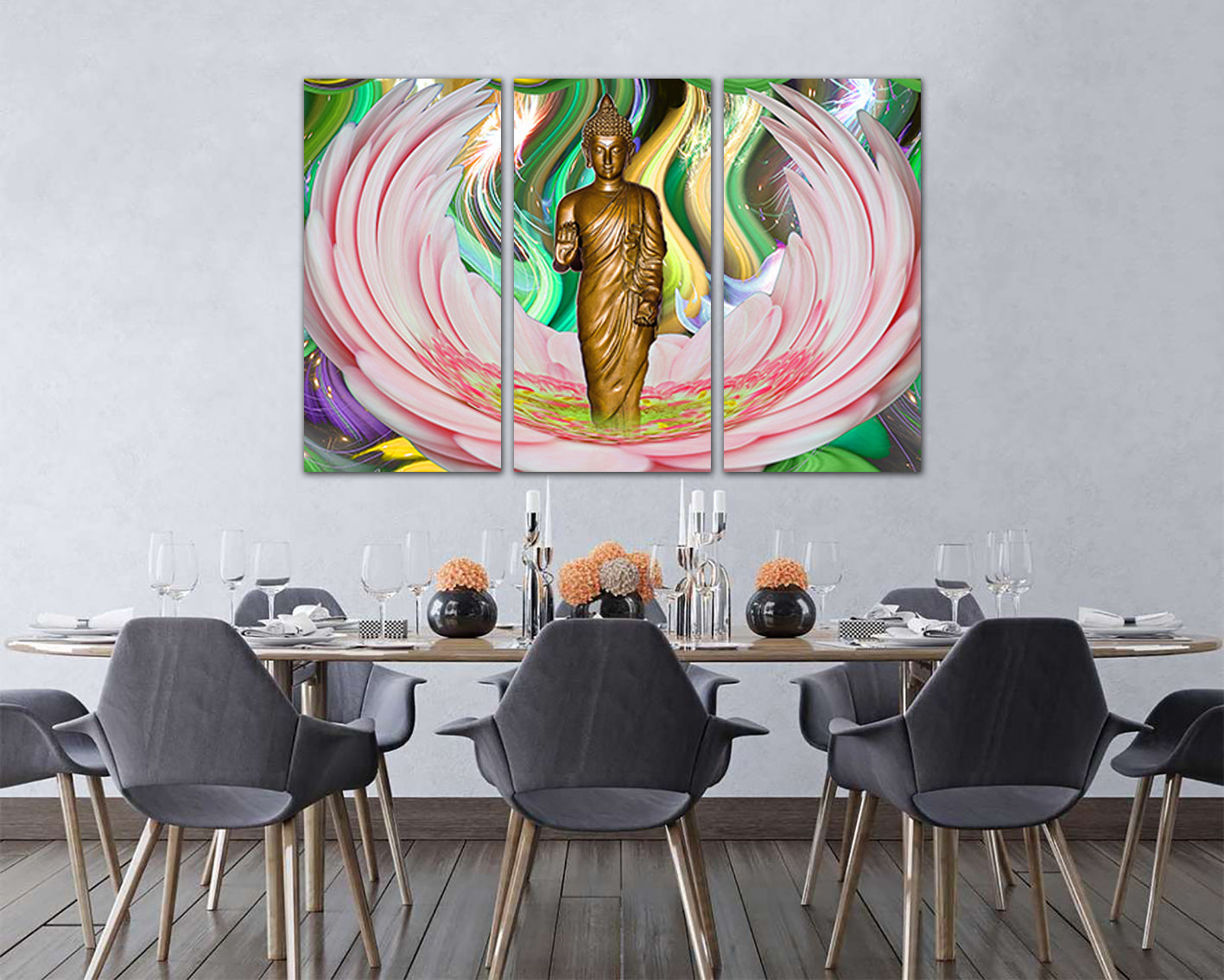 Buddha canvas Spiritual art Yoga Buddhism wall art Meditation decor Lotus flower print