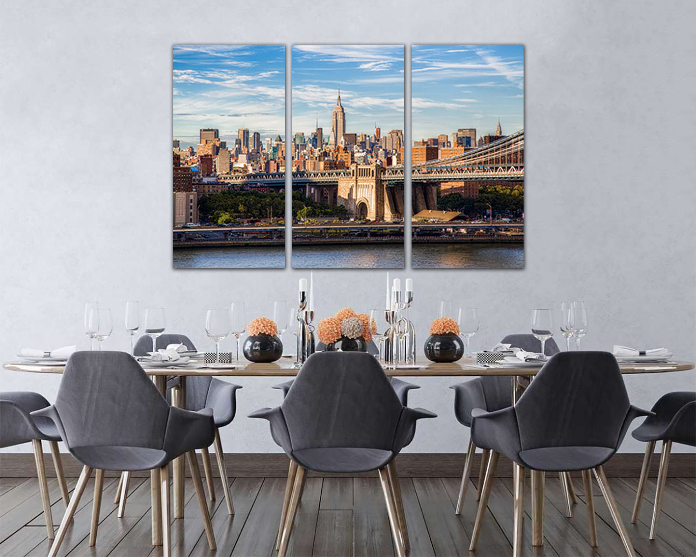 Manhattan bridge Wall art canvas New York skyline Brooklyn prints Travel decor