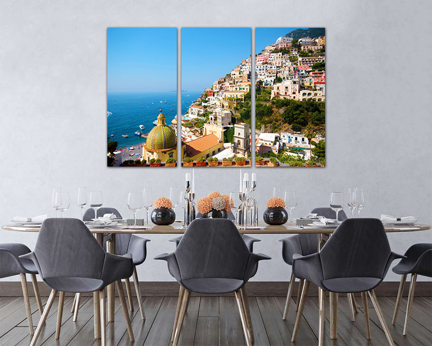 Amalfi coast canvas Positano décor Italy travel wall art Beach print ready to hang