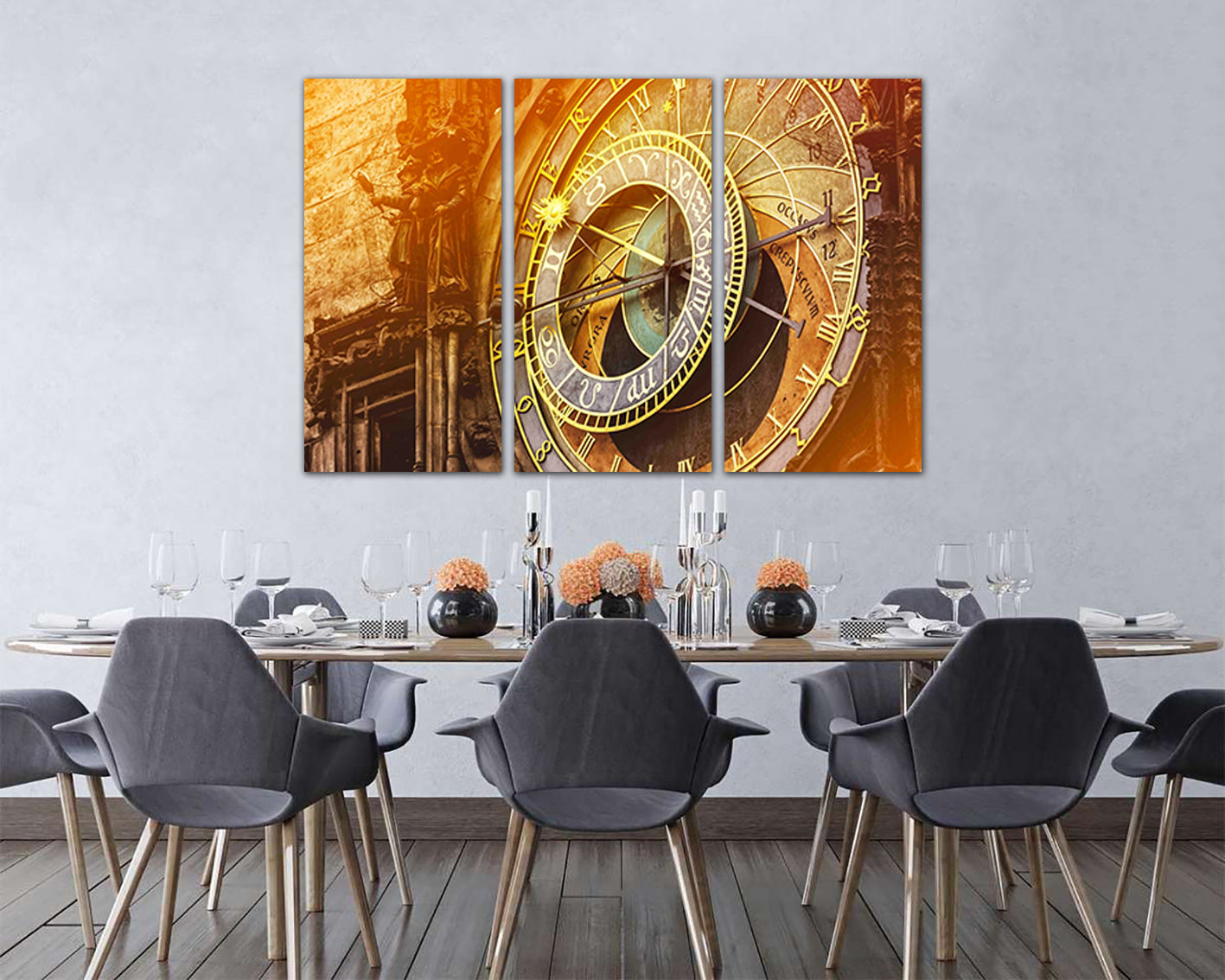 Print on canvas Astronomical clock Prague Czech art Mechanism decor