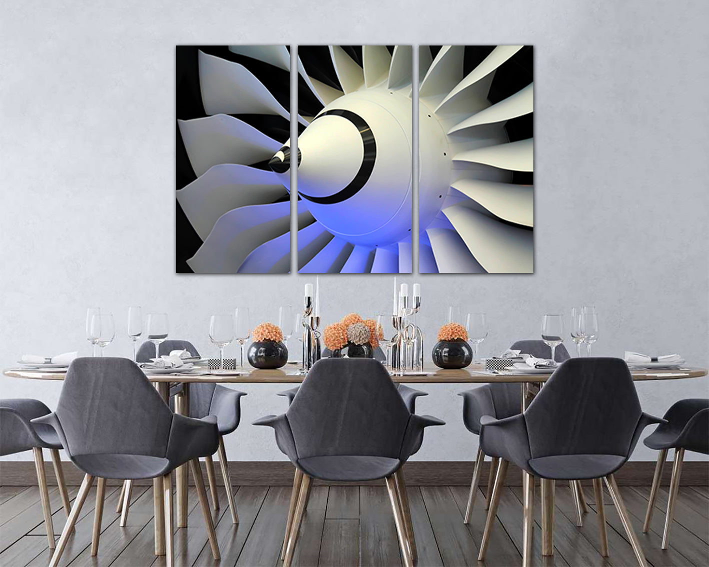 Aircraft turbine canvas mechanism engine Aviation print