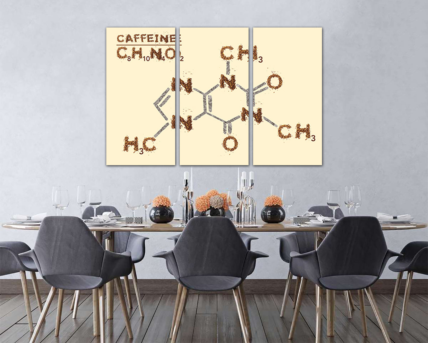 Caffeine Coffee lover Chemical canvas Science decor Barista gift Molecular formula art works