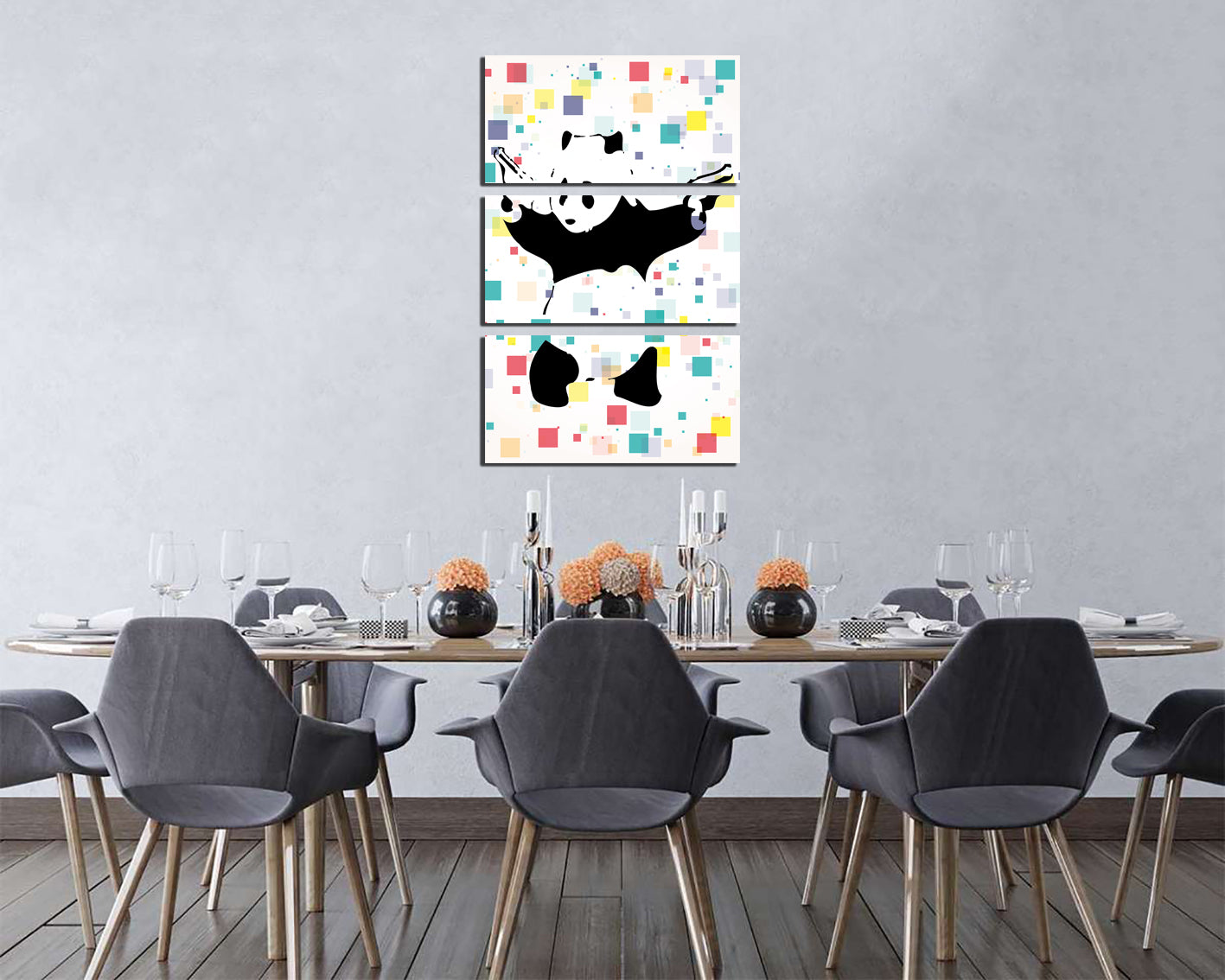 Panda with guns canvas Street art Shooting panda wall art gift Graffiti artwork Mural decor
