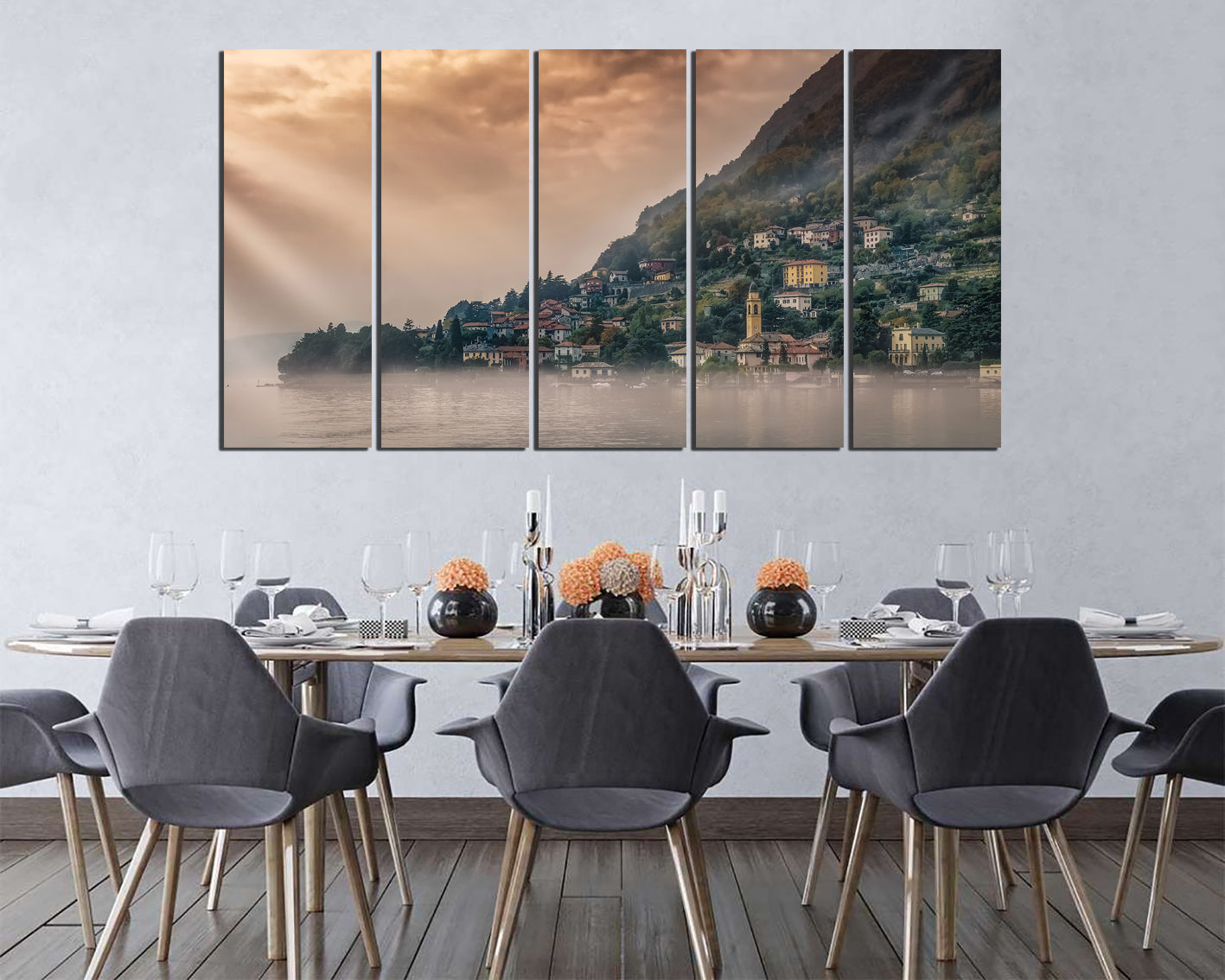 Lake Como wall art Italy canvas Mountain print Travel photo Tourism decor