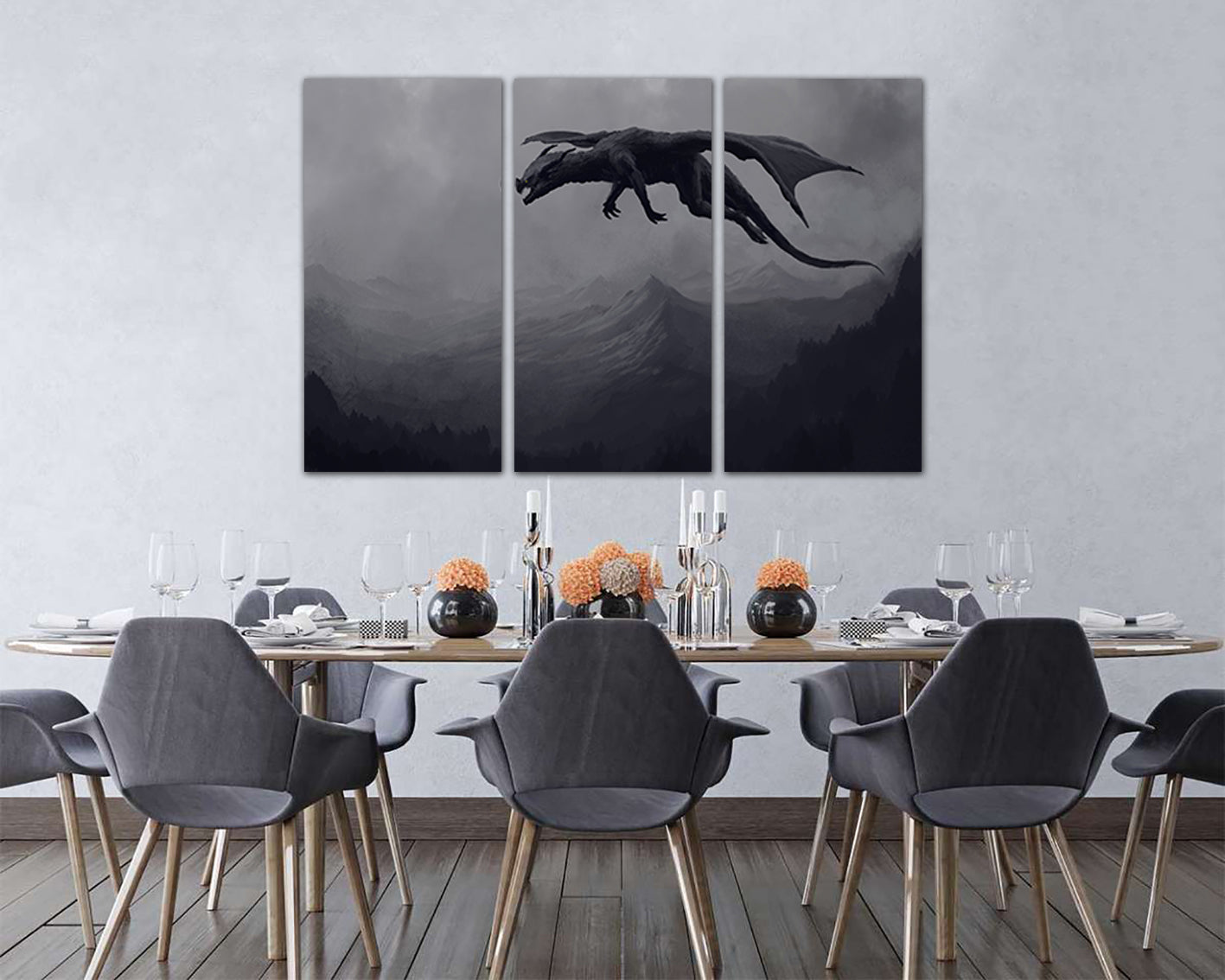 Dragon print on canvas Dragon print Nursery decor Kids wall art Fantasy photo