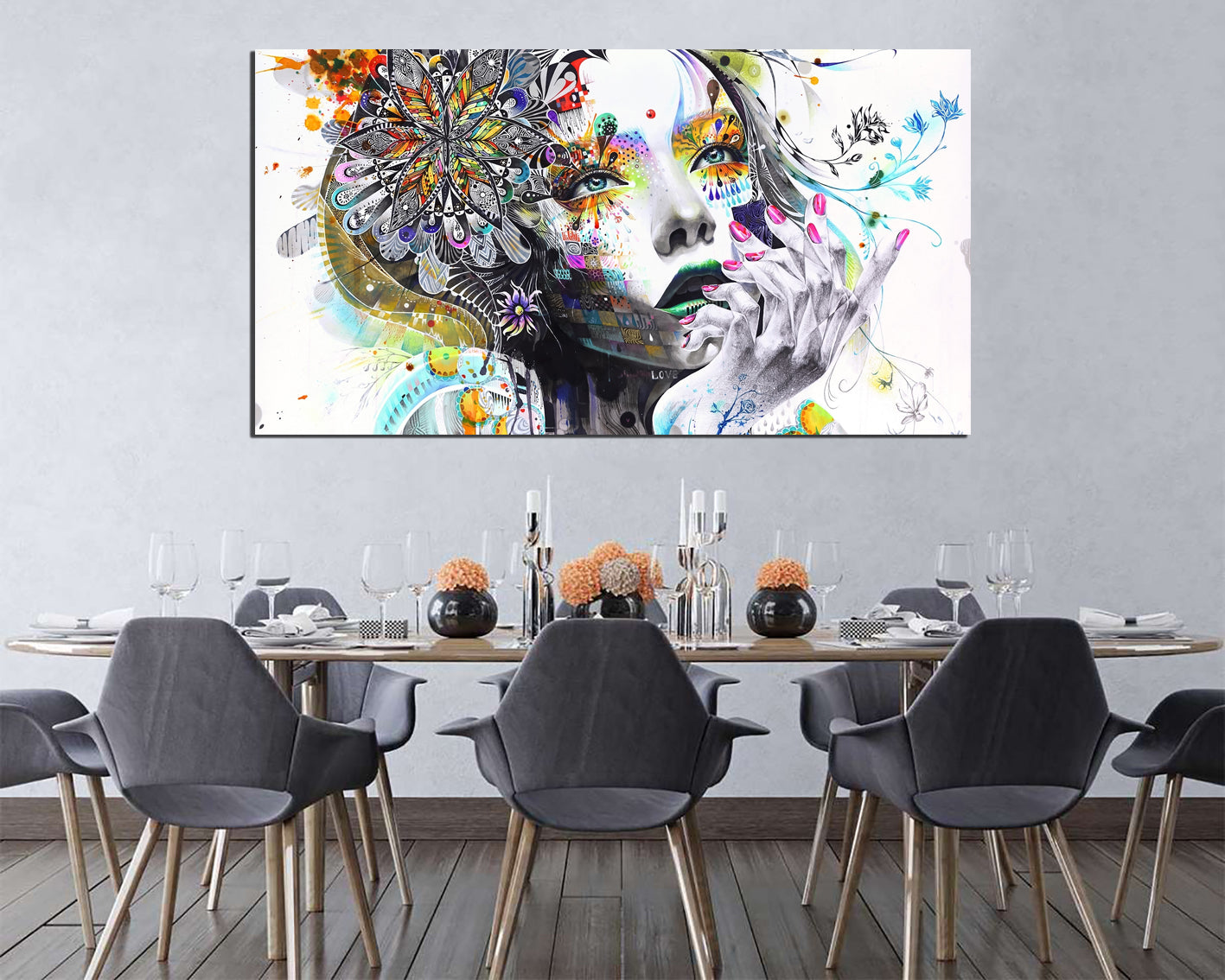 Painting face girl dreams painting print on canvas Abstraction art works