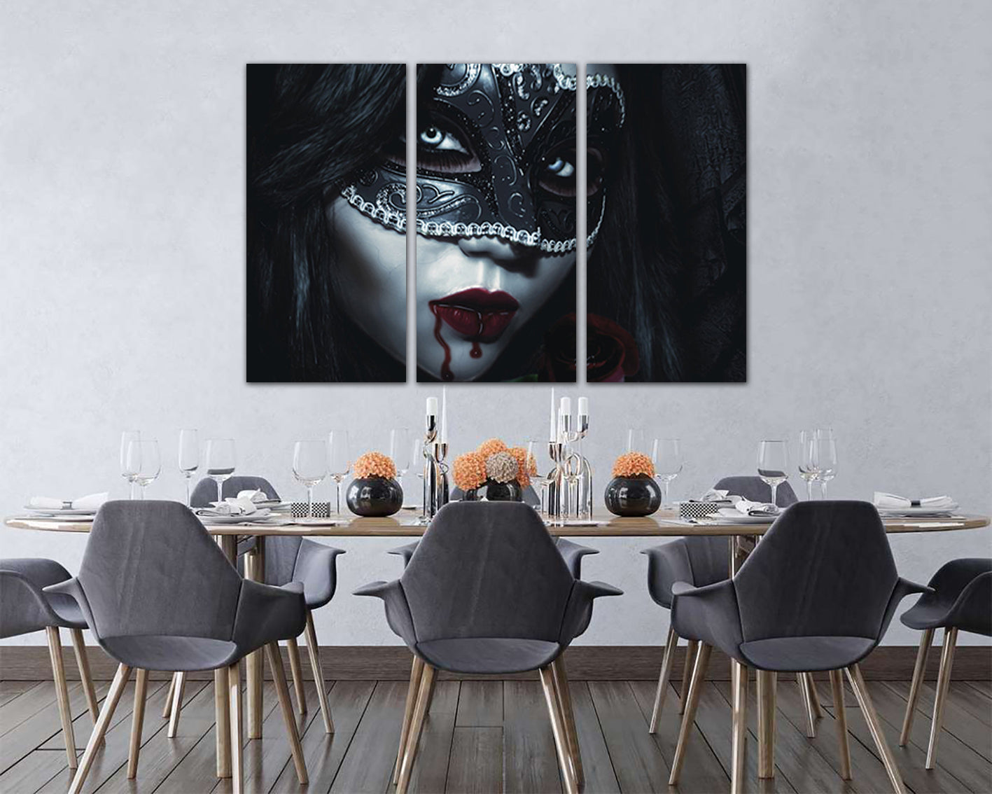 Vampire art works canvas Gothic decor Red lips print Magic mystic artwork
