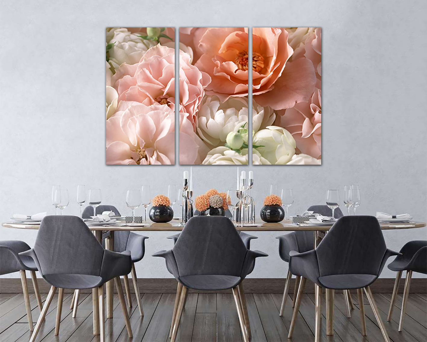 Peony canvas Red Rose wall art Pink Flowers prints Botanical decor Floral gift for woman