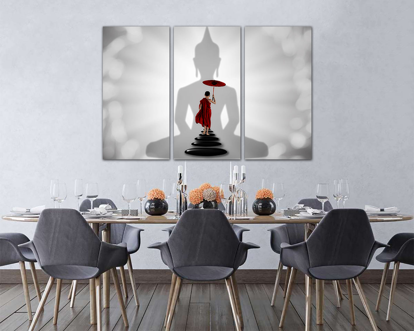 Buddha canvas Zen wall art Monk decor Stone print Chakra gift for her Meditation Yoga spiritual