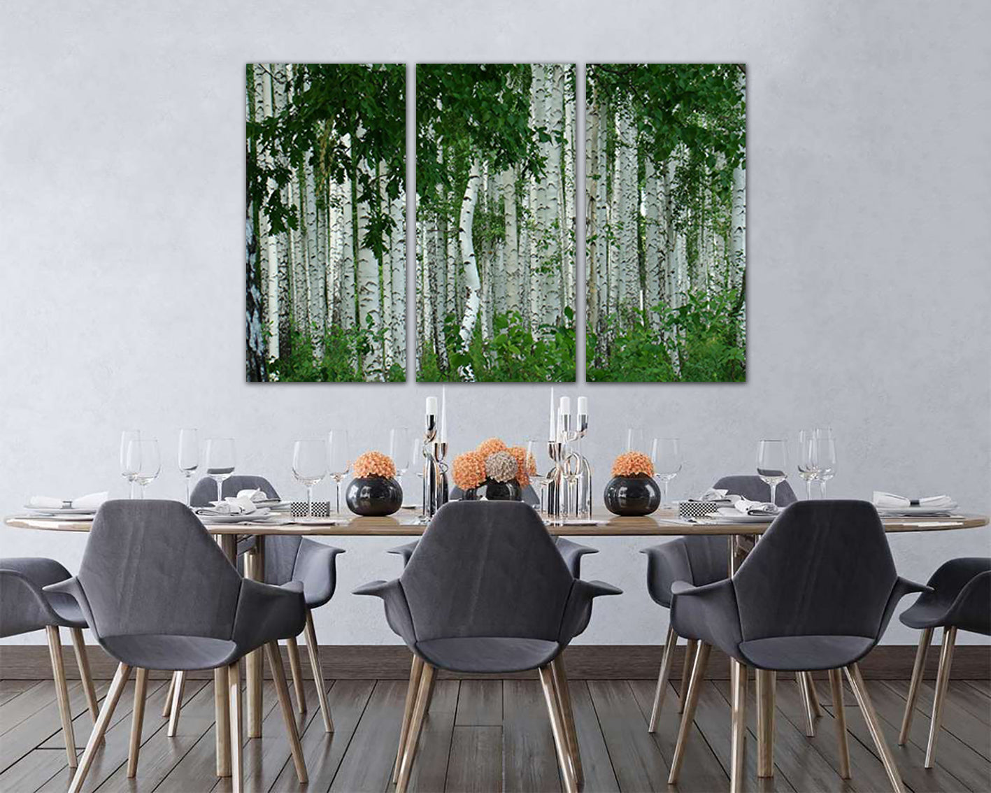 Birch forest art Green wall décor Nature Landscape artwork Ready to hang
