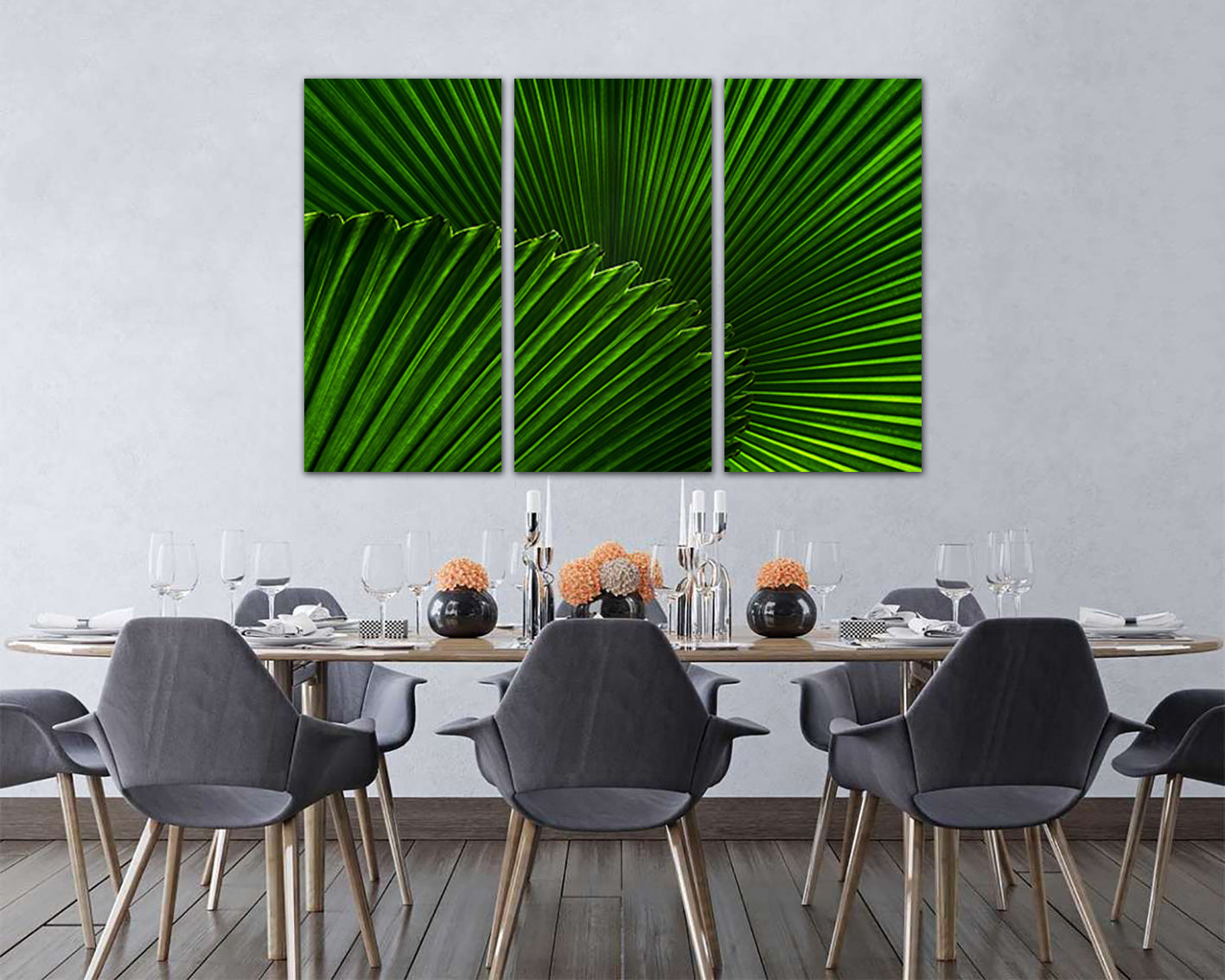 Palm leaf print on canvas Leaves décor Landscape art Nature Tropical artwork Macro Botanical photo