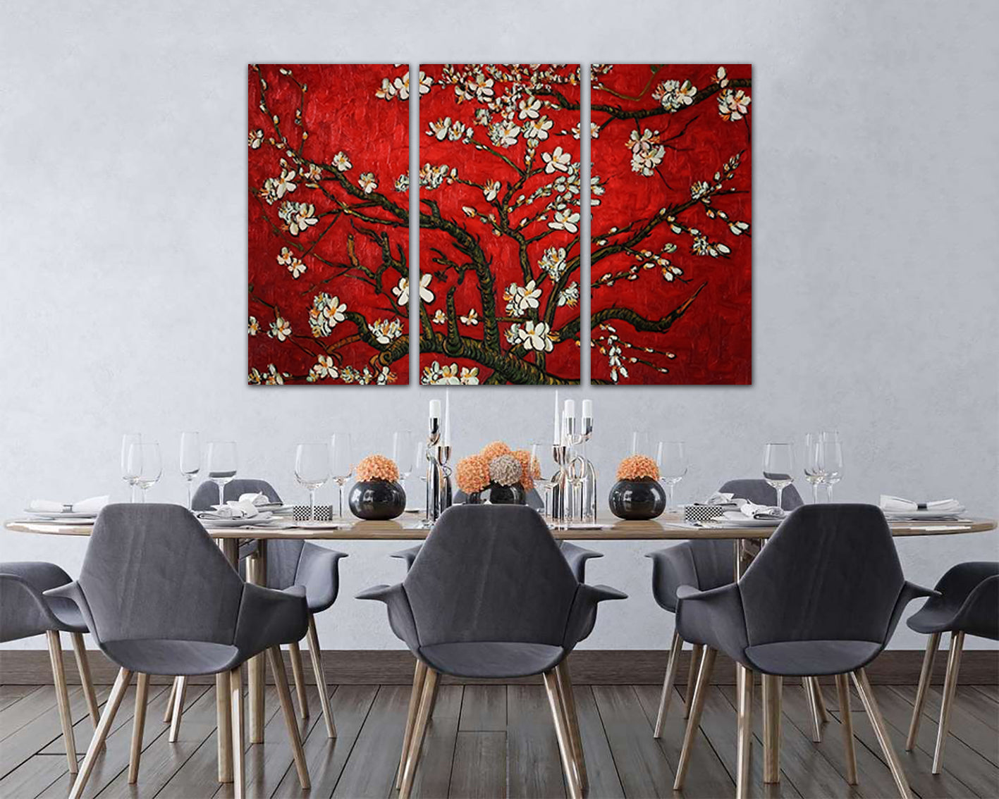 Almond blossom print on canvas Van gogh art works Flower red decor