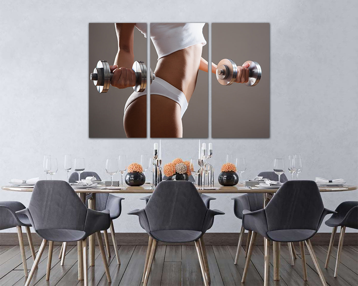 Fitness canvas panel Sports Dumbbell home art décor Gym print