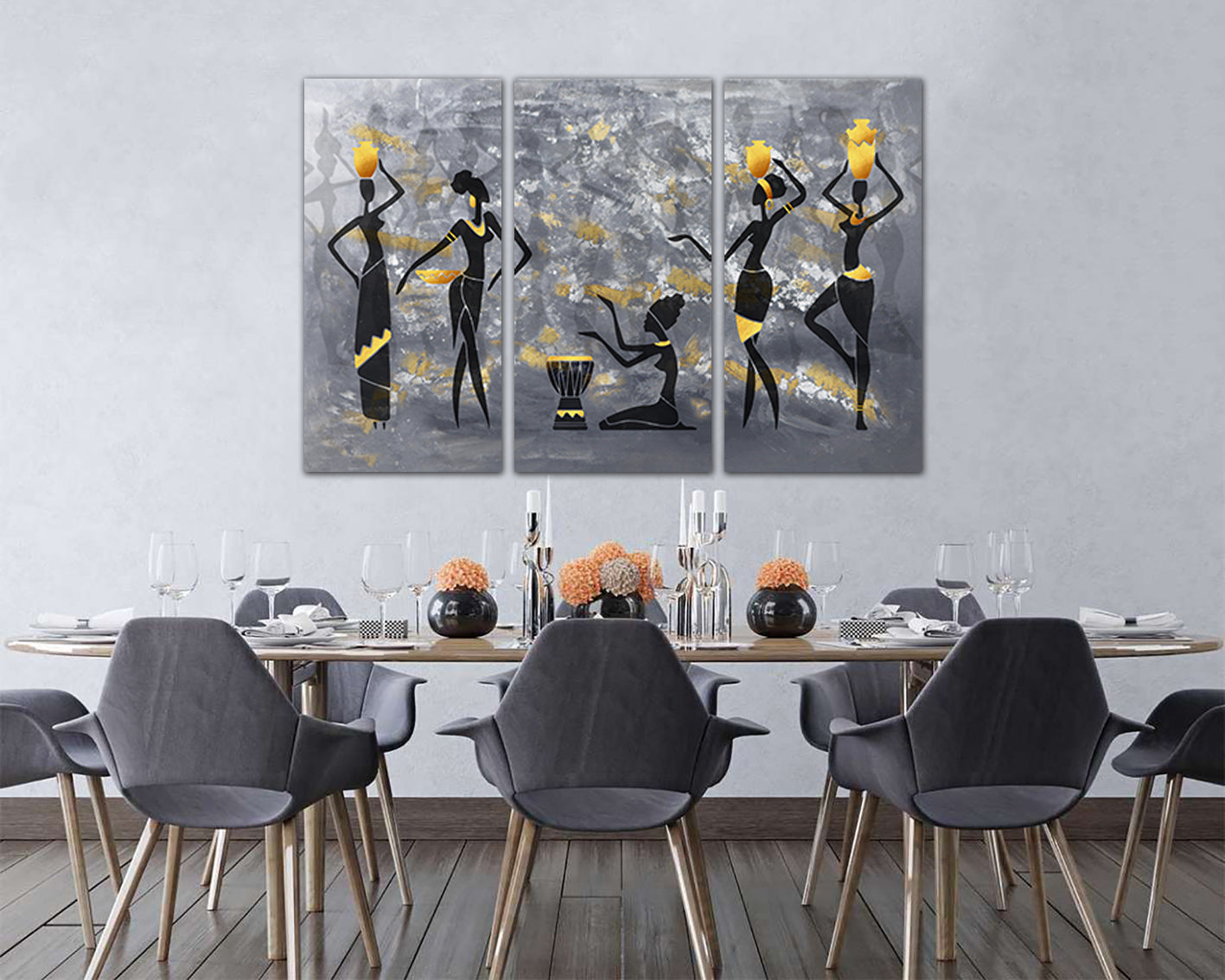 African dancing girl decor Black woman canvas Africa wall art works Ethnic print