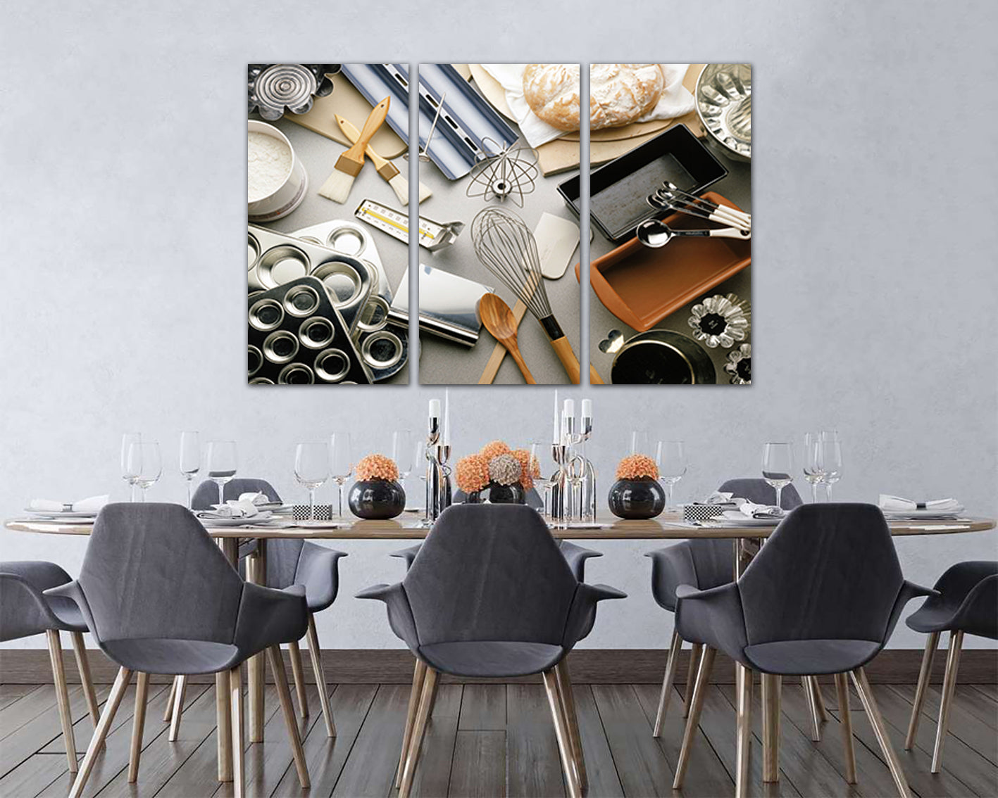 Baking tools Large canvas set Baking tools print Baking gifts Baking tools art Kitchen prints Food dining Bakery décor Kitchen wall art