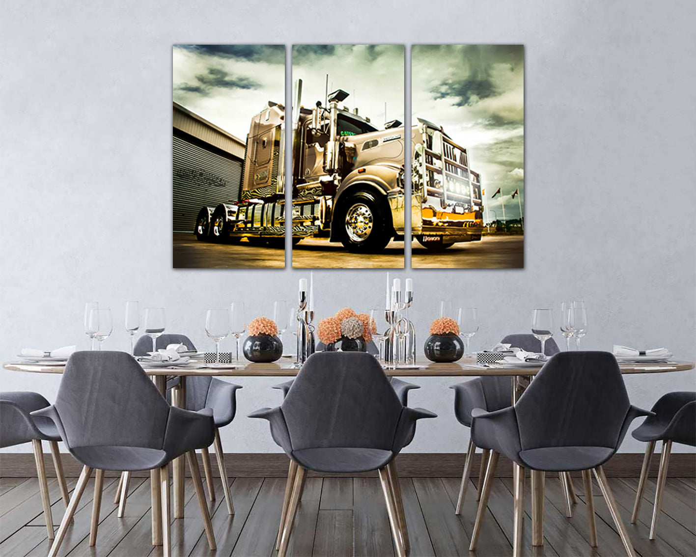 Print on canvas Semi Truck Kenworth décor Mechanism print Gift travel