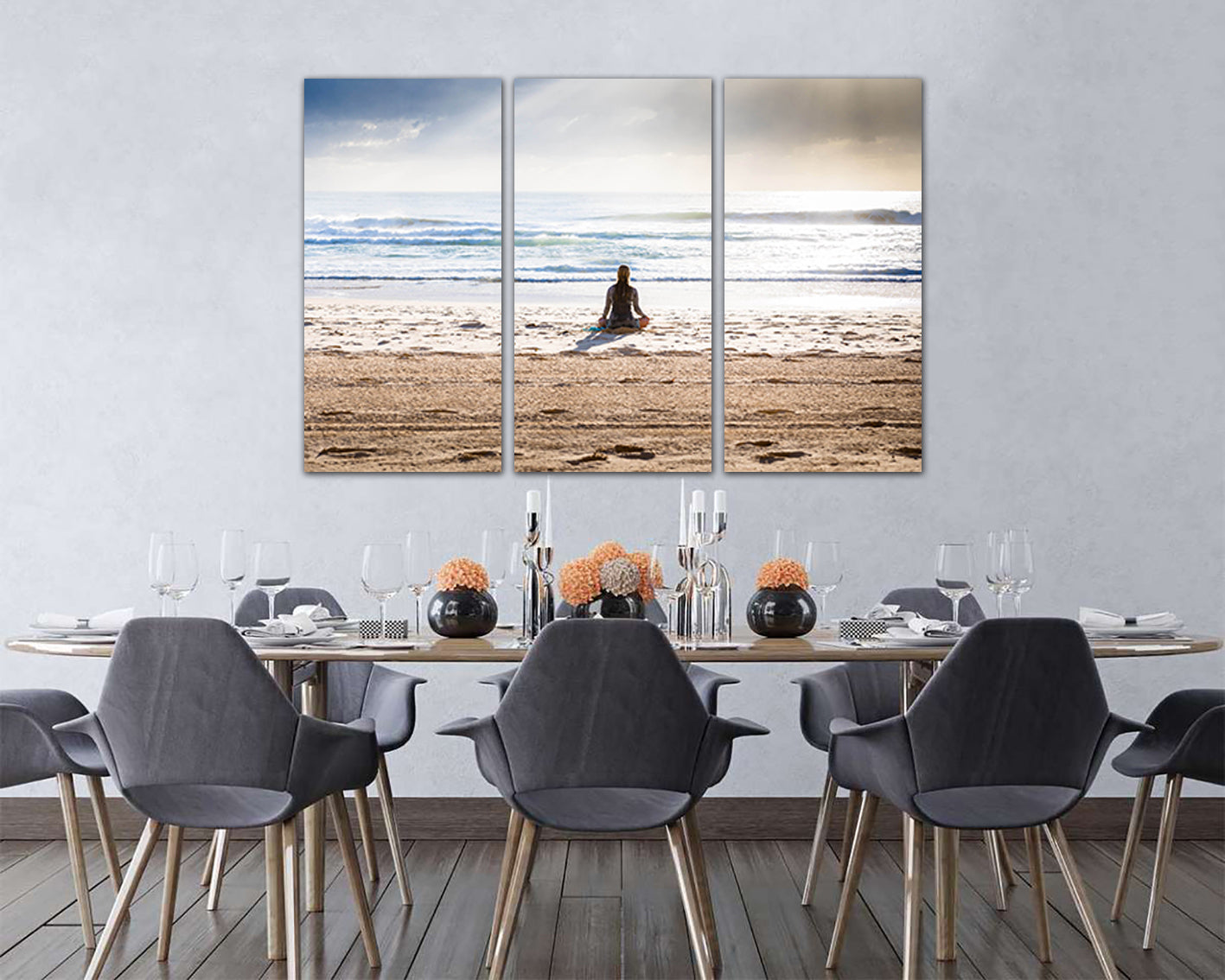 Beach Meditation canvas Spiritual print wall art Water artwork Ocean gift print