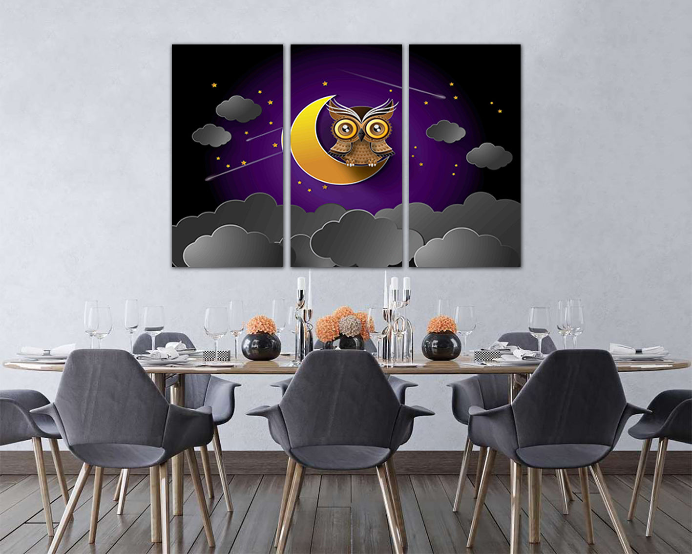 Owl baby print on canvas Kids wall decor Fantasy bedroom Baby gift